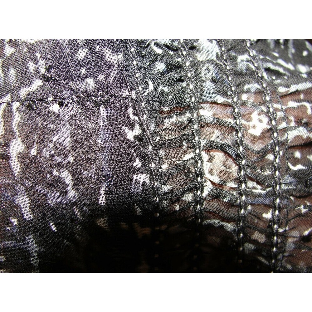 MAX STUDIO Black Silver Sheer Print Long Sleeve Elastic Waist Dress Women's Sz S - Picture 6 of 9